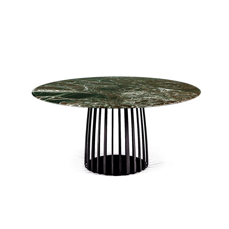 janua | bc 07 basket table round 110cm | rainforest green stone + black base