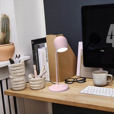 kreafunk | ellie table lamp with speaker + charger | dusty rose