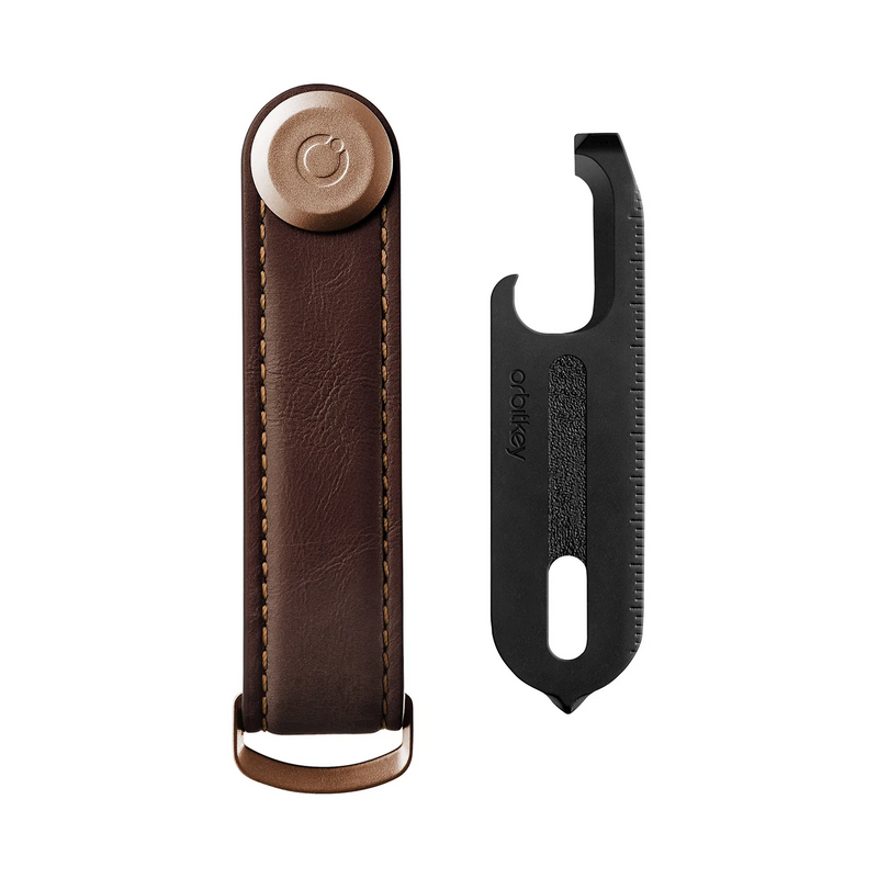 orbitkey | key organiser gift set | espresso brown leather + multi-tool