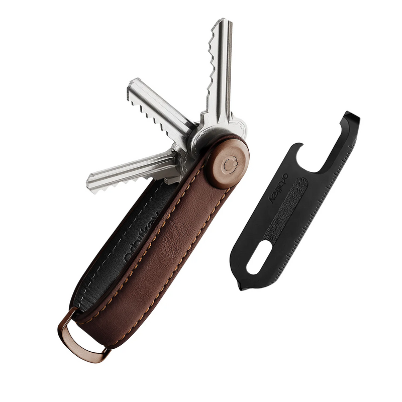 orbitkey | key organiser gift set | espresso brown leather + multi-tool