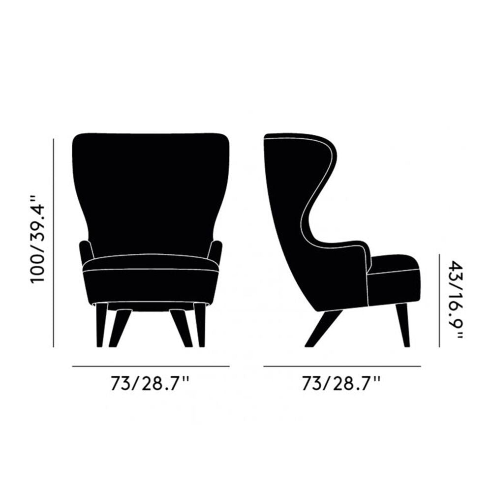 tom dixon | micro wingback chair | kvadrat gentle 2 black 0193