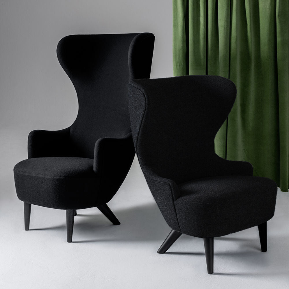 tom dixon | micro wingback chair | kvadrat gentle 2 black 0193