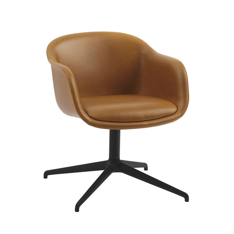 muuto | fiber conference armchair | swivel base | cognac leather + black