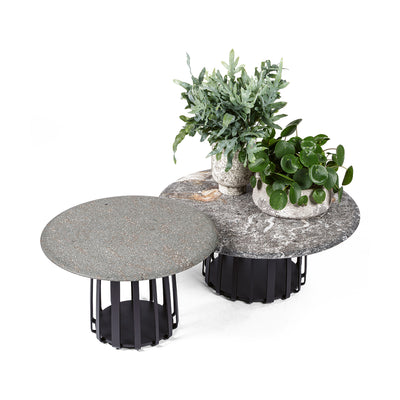 janua | bc 09 basket outdoor coffee table | alps glitter stone + black base