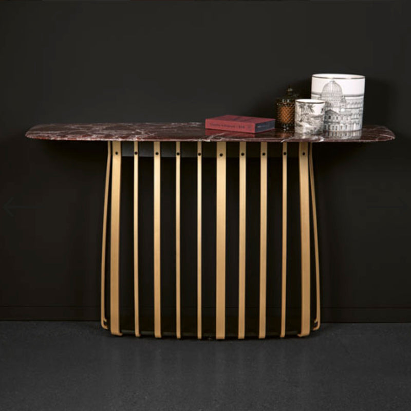 janua | bc 10 basket console table | smoked oak + brass base