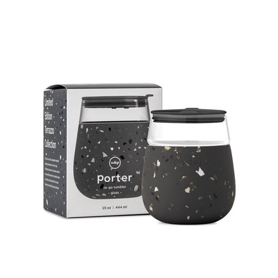 porter | glass tumbler | terrazzo charcoal - LC