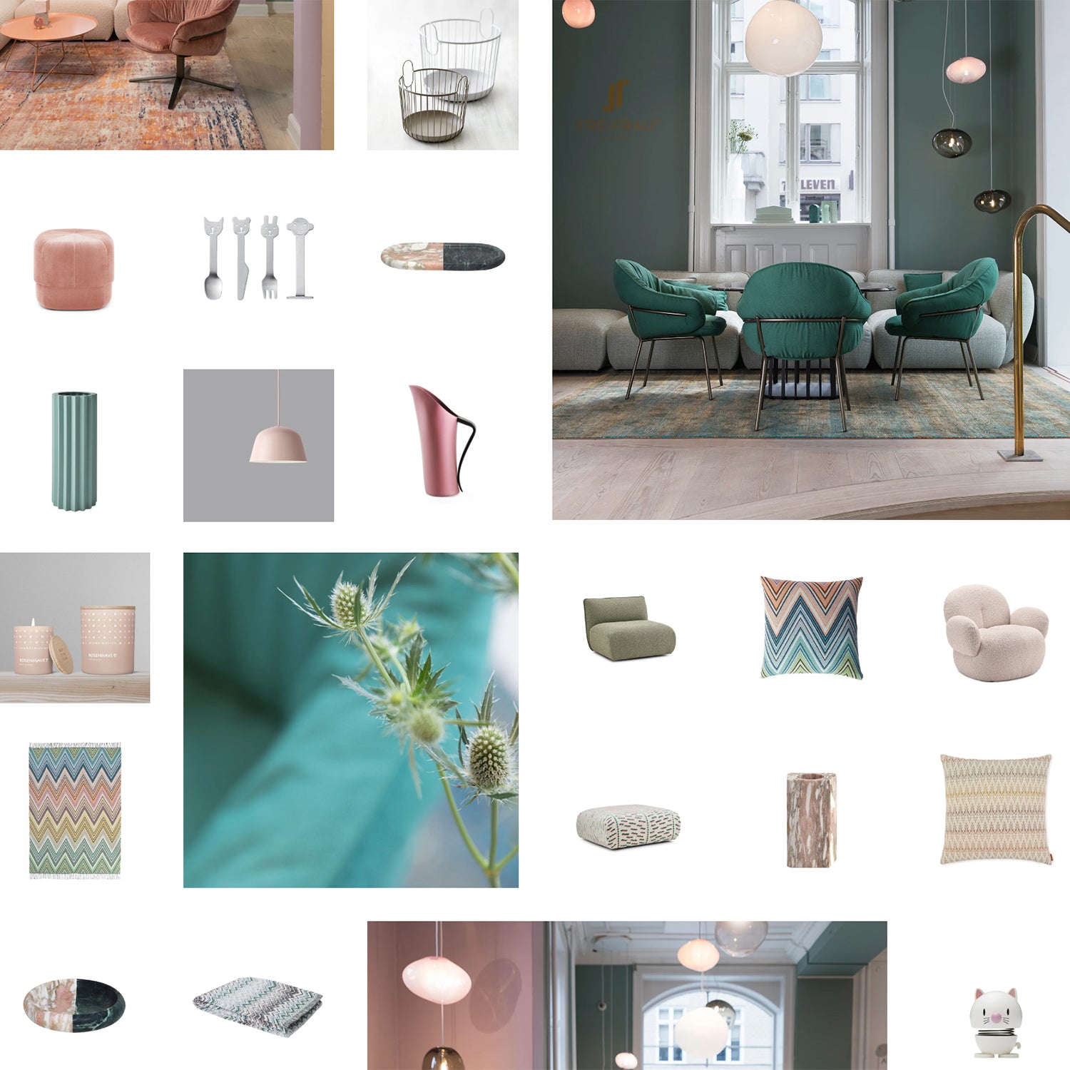 Inspiration |  playful yet elegant - greens + pinks