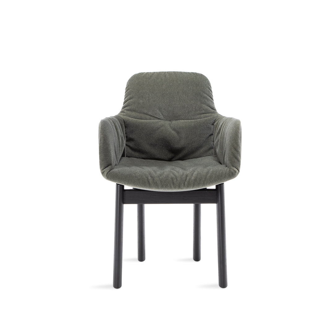 freifrau | leya armchair high | solid wooden frame - black | fabric - vladimiri militare