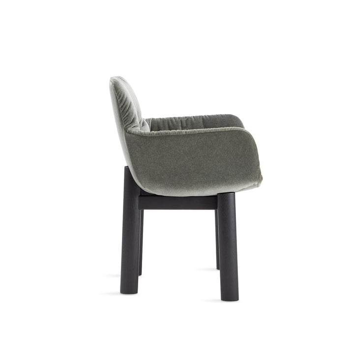 freifrau | leya armchair high | solid wooden frame - black | fabric - vladimiri militare