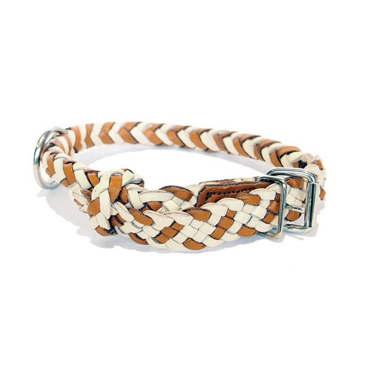 georgie paws | tonto dog collar | tan + white | extra large - LC