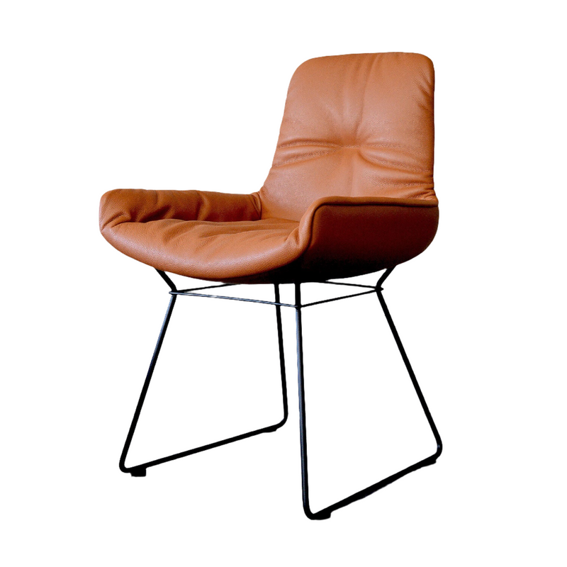 freifrau | leya armchair low | wire frame | cairo cognac leather