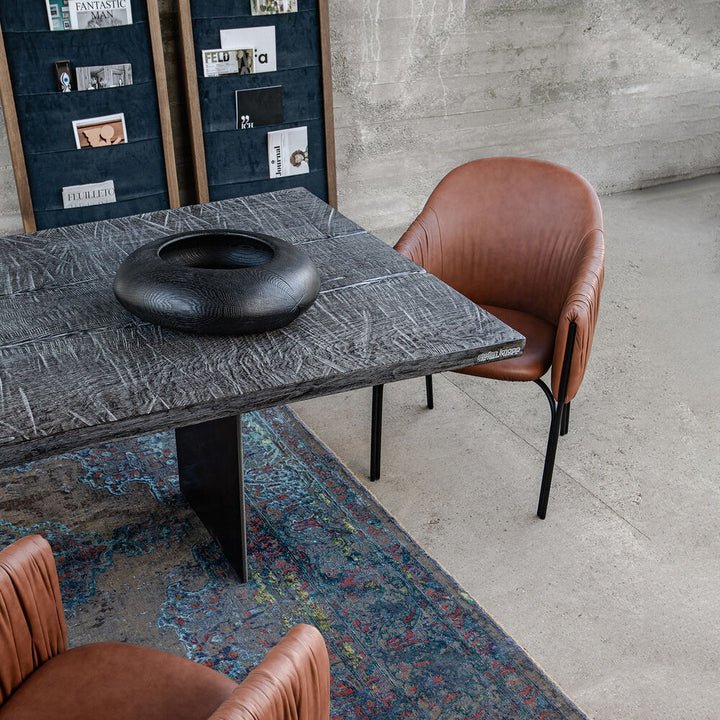 janua | sk 08 butterfly table | charburned oak grey shade + black base 260x100cm