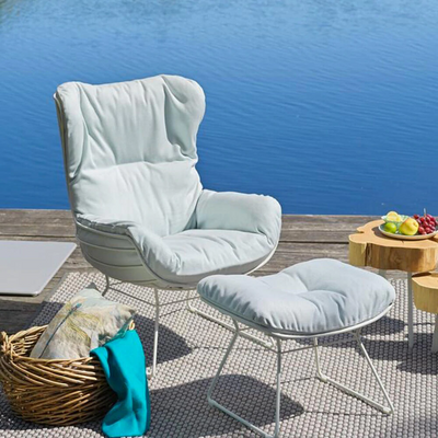 freifrau | leyasol outdoor ottoman | lopi beldi + grey white frame
