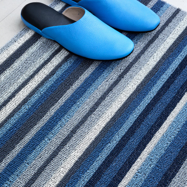 chilewich | shag utility doormat 61x91cm (24x36") | horizon stripe deep sea