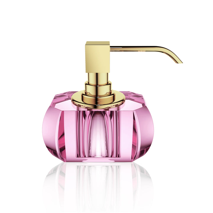 decor walther | KRISTALL series | soap dispenser polished | pink + gold  24 carat gold