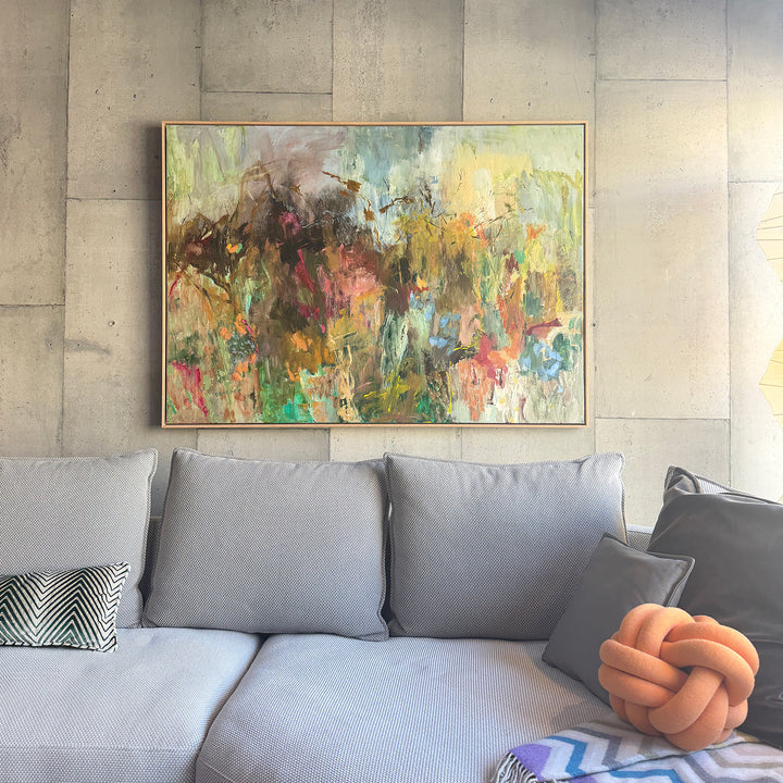 dana dion | original artwork | remembering spring 110 x 150cm - oak frame