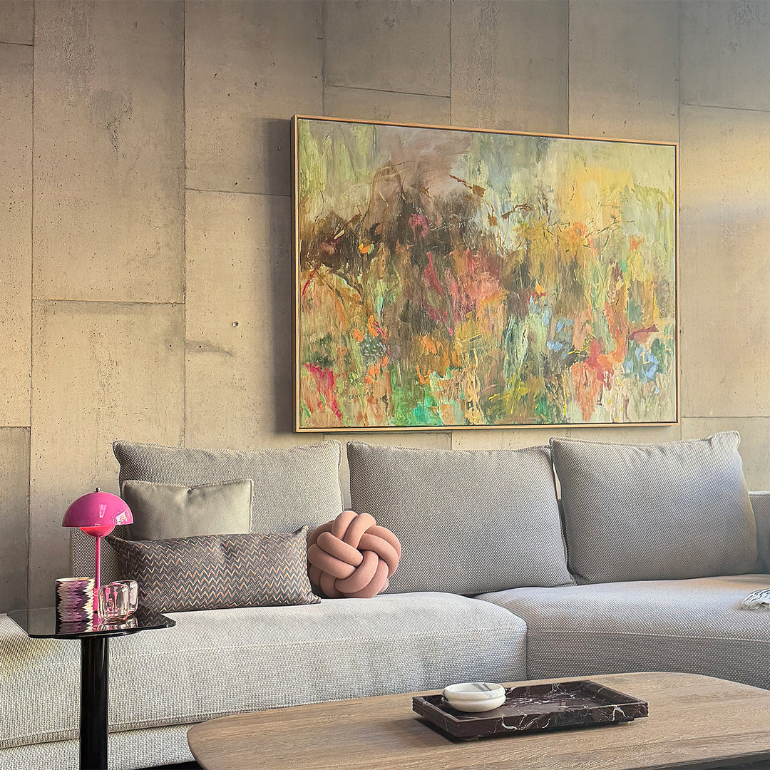 dana dion | original artwork | remembering spring 110 x 150cm - oak frame
