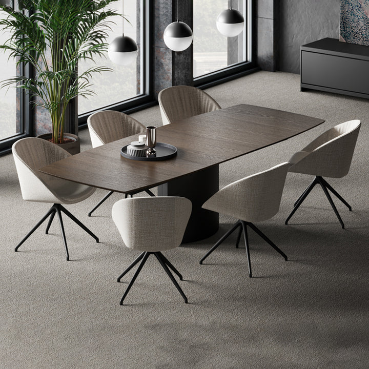 draenert | adler table | boat shape | PG1 neva stone | 105 x 190cm ext 270cm