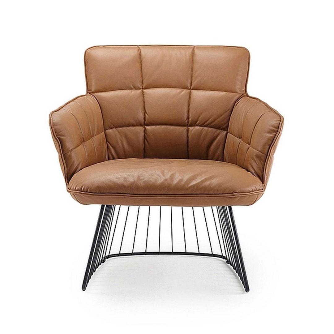freifrau | marla lounge chair | harp base black | opium whisky leather