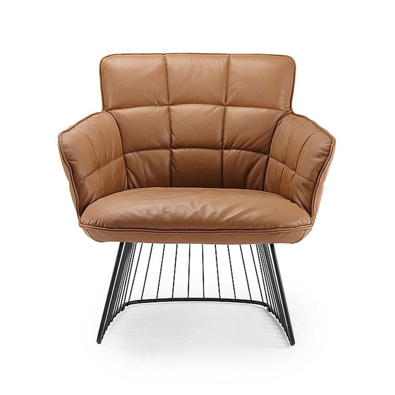 freifrau | Marla lounge chair | harp base black | leather - opium whisky