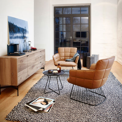 freifrau | Marla lounge chair | harp base black | leather - opium whisky