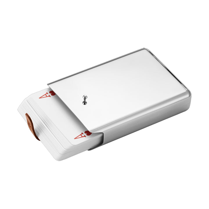 georg jensen | sky hip flask 0.15L + card game - leather | bundle