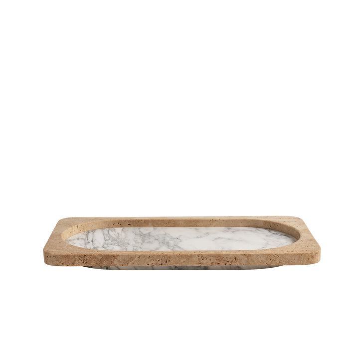 greg natale | caldera tray | travertine + arabescato