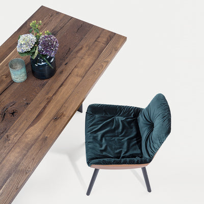 janua | sc 41 table | white smoked oak raw + steel brass glaze base 300x110cm