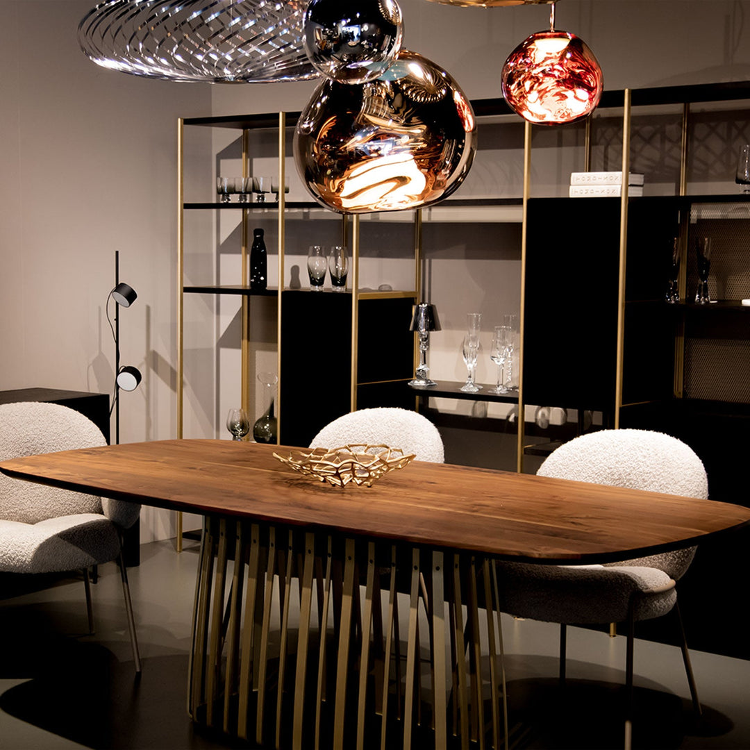 janua | bc 07 basket table boat shape | american walnut + brass base 220x110cm