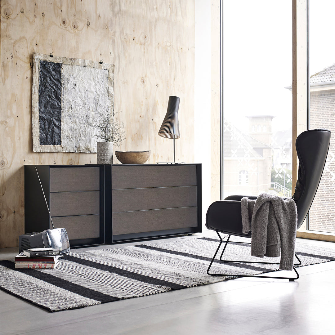 moeller design | RAG BOX K120 | chest with 3 drawers | black + mud grey