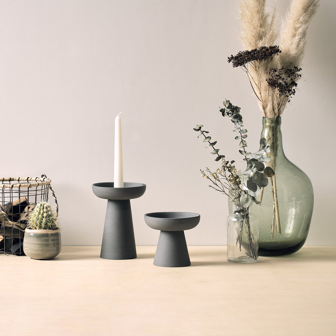 aery living | porcini candle holder medium | charcoal - LC