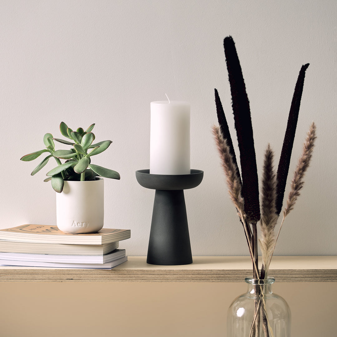 aery living | porcini candle holder large | charcoal - LC