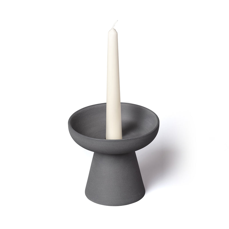 aery living | porcini candle holder medium | charcoal ~ DC