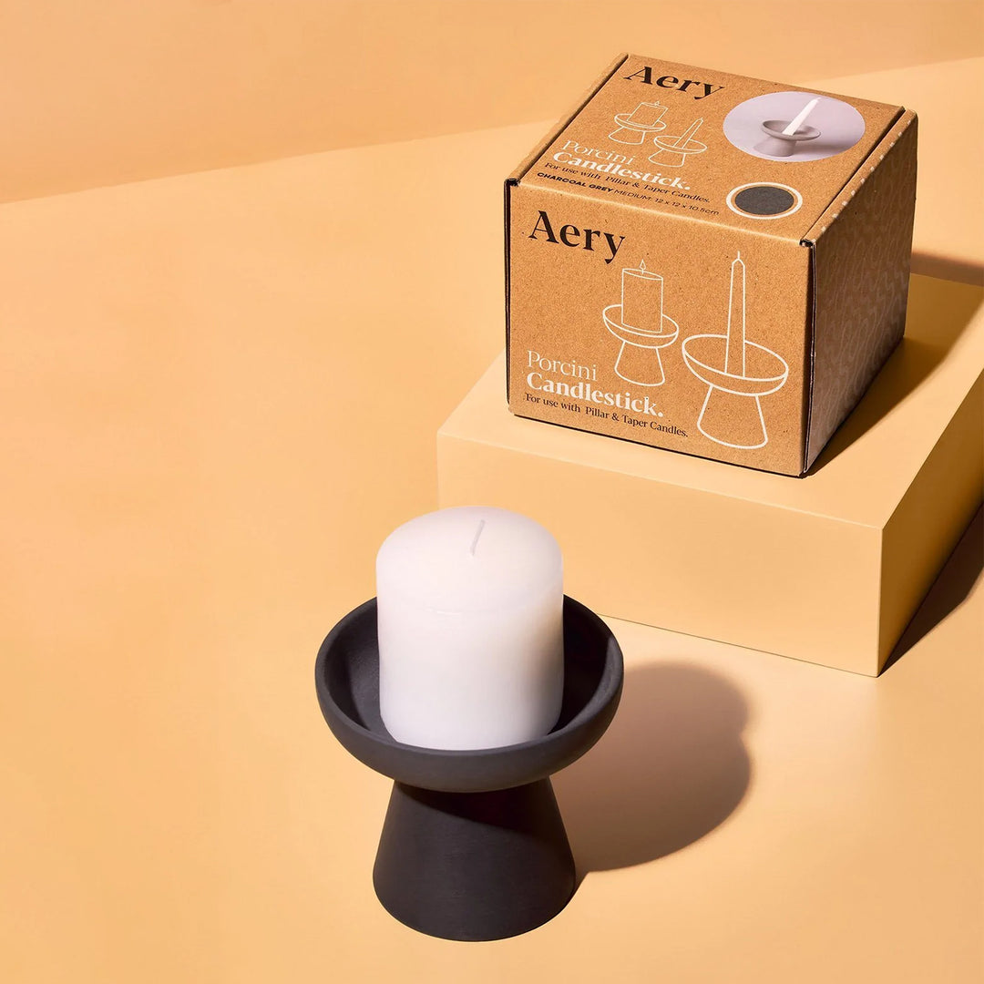aery living | porcini candle holder medium | charcoal - LC