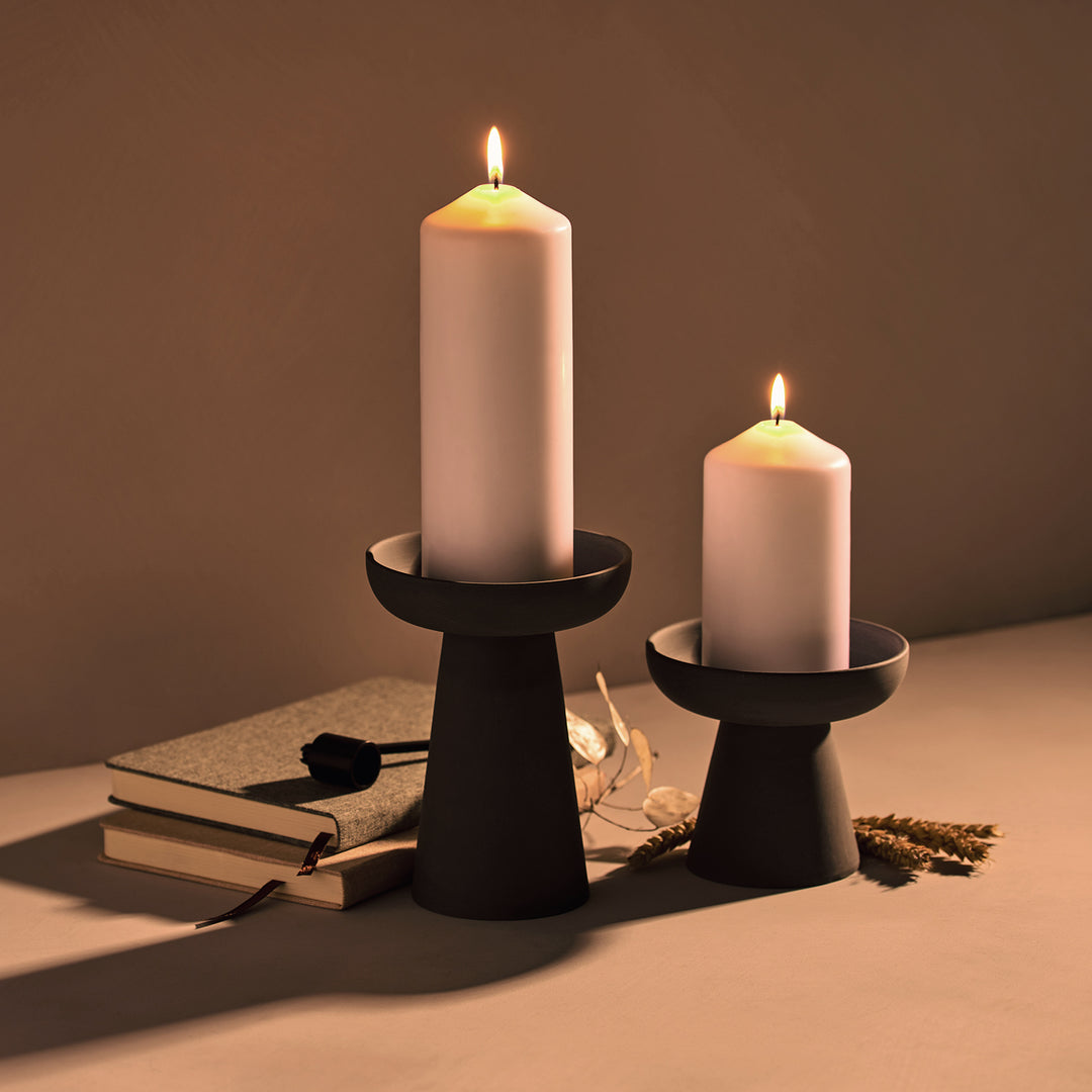 aery living | porcini candle holder medium | charcoal - LC