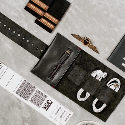 afternoons with albert | leather cord roll | jet black