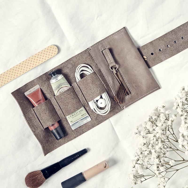 afternoons with albert | leather cord roll | heather grey