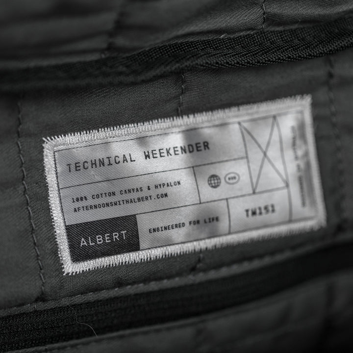 afternoons with Albert | technical weekender bag | black