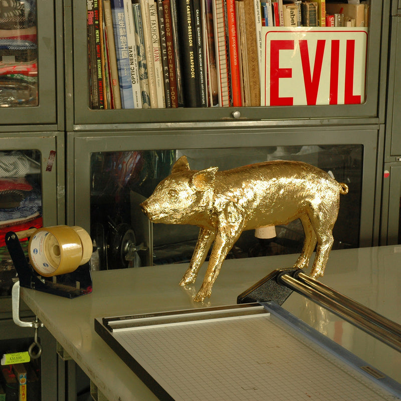 areaware | pig money bank | gold chrome