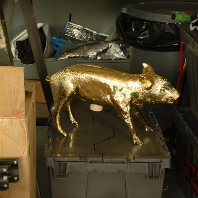 areaware | pig money bank | gold chrome