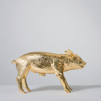 areaware | pig money bank | gold chrome