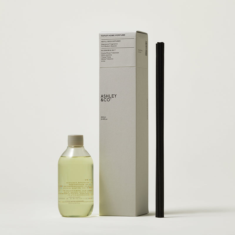 ashley + co | home perfume scent diffuser topup | blossom + gilt