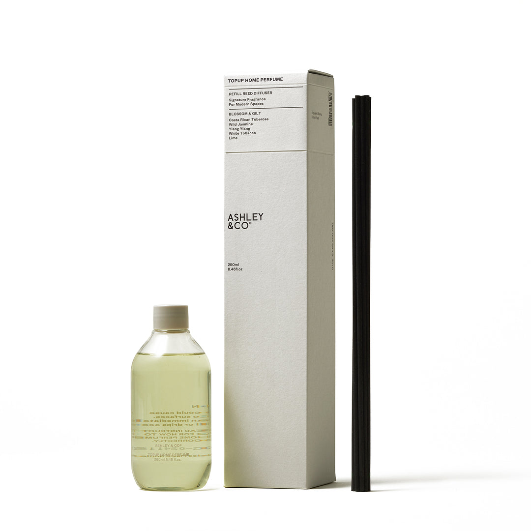 ashley + co | home perfume scent diffuser topup | blossom + gilt