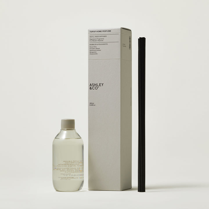 ashley + co | home perfume scent diffuser topup | bubbles + polkadots