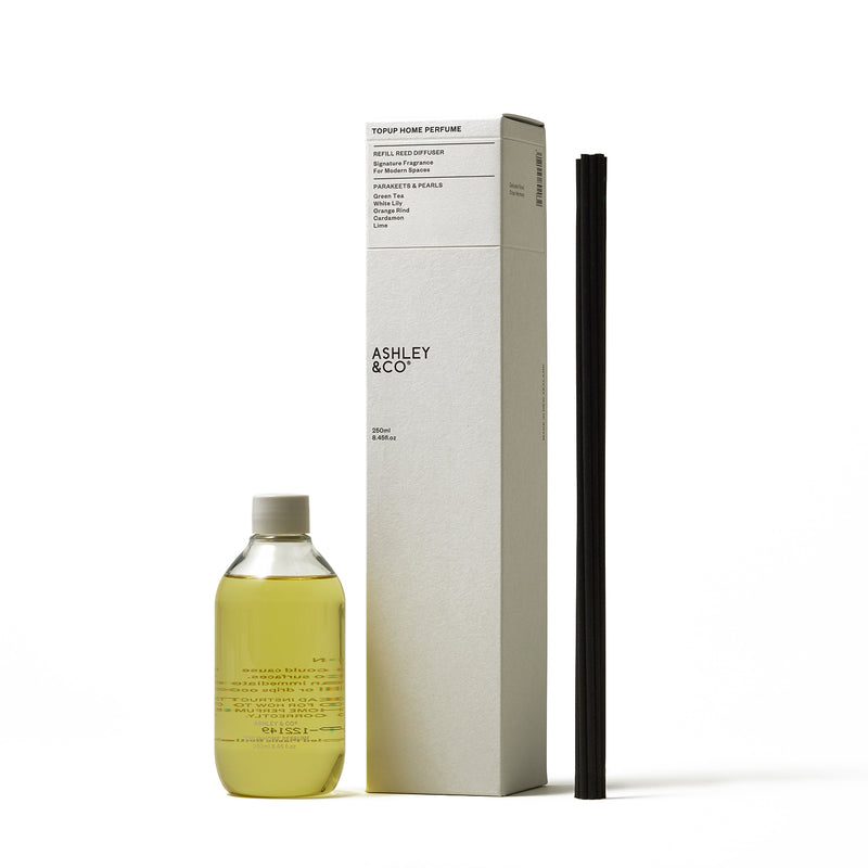 ashley + co | home perfume scent diffuser topup | parakeets + pearls