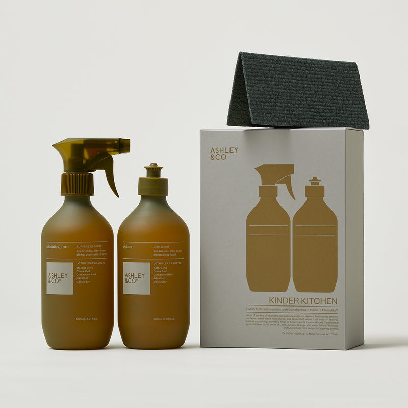 ashley + co | kinder kitchen care set | lotus leaf + lustre