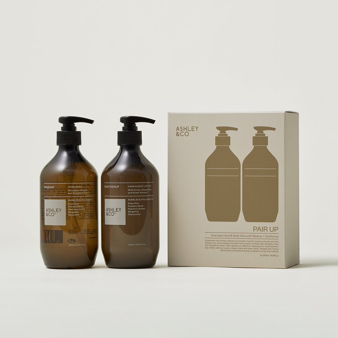 ashley + co | pair up hand + body care set | bubbles + polkadots