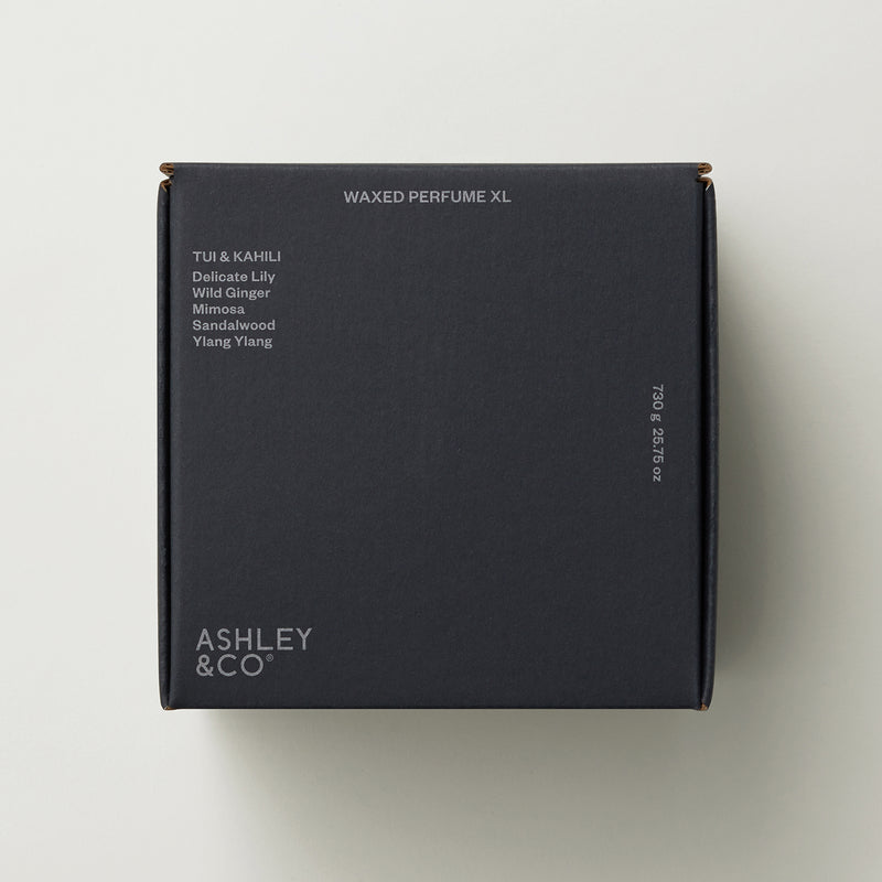 ashley + co | waxed perfume scented XL candle | tui + kahili