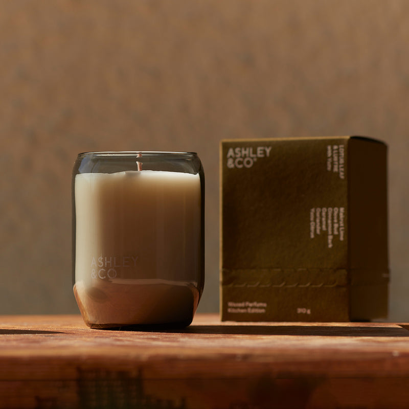 ashley + co | waxed perfume scented kitchen candle | lotus leaf + lustre + yuzu