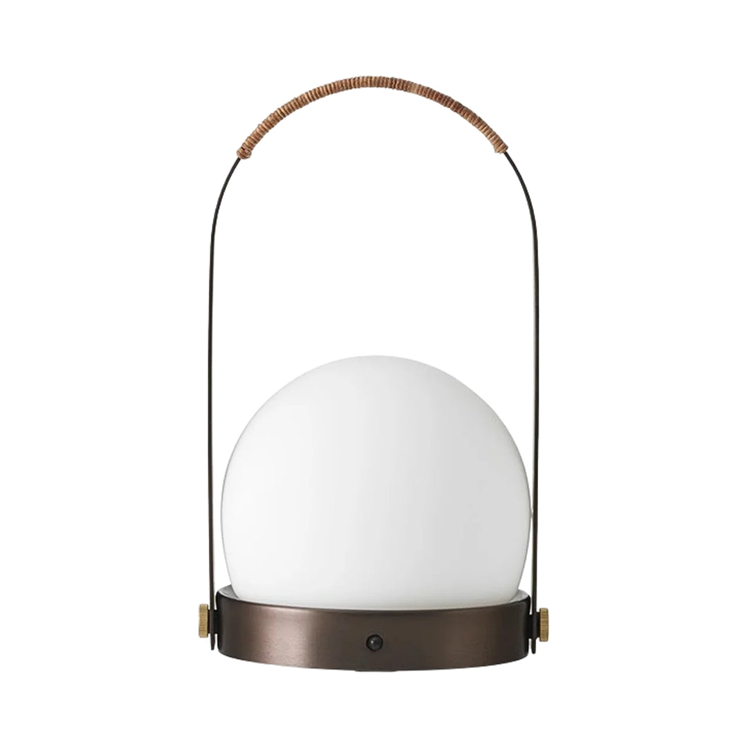 audo copenhagen (menu) | carrie portable table lamp | bronzed brass + leather strap